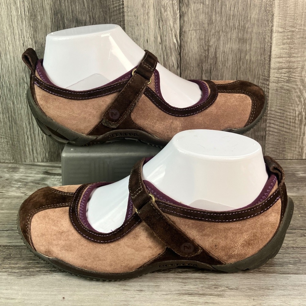 Merrell Circuit MJ Brown Purple Suede Mary Jane Flats Womens 6.5 J75940 Walking
